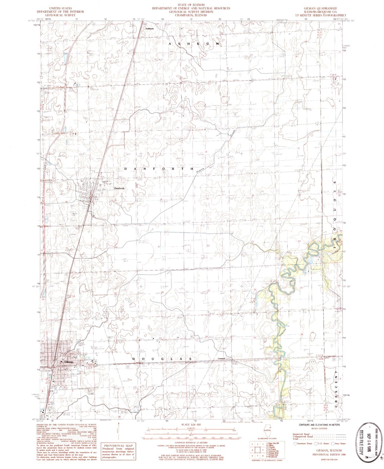 Classic USGS Gilman Illinois 7.5'x7.5' Topo Map Image
