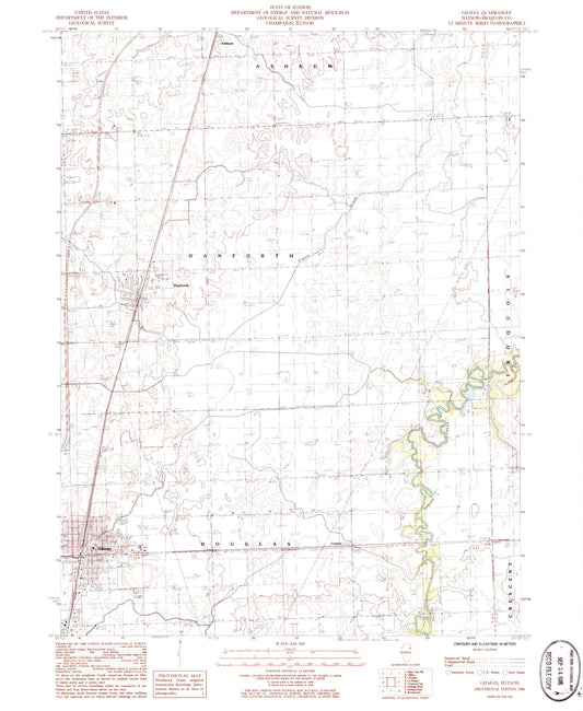 Classic USGS Gilman Illinois 7.5'x7.5' Topo Map Image