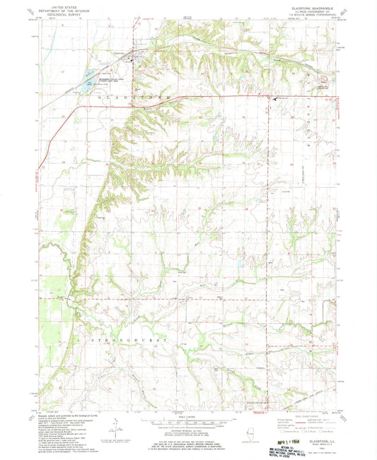 Classic USGS Gladstone Illinois 7.5'x7.5' Topo Map Image