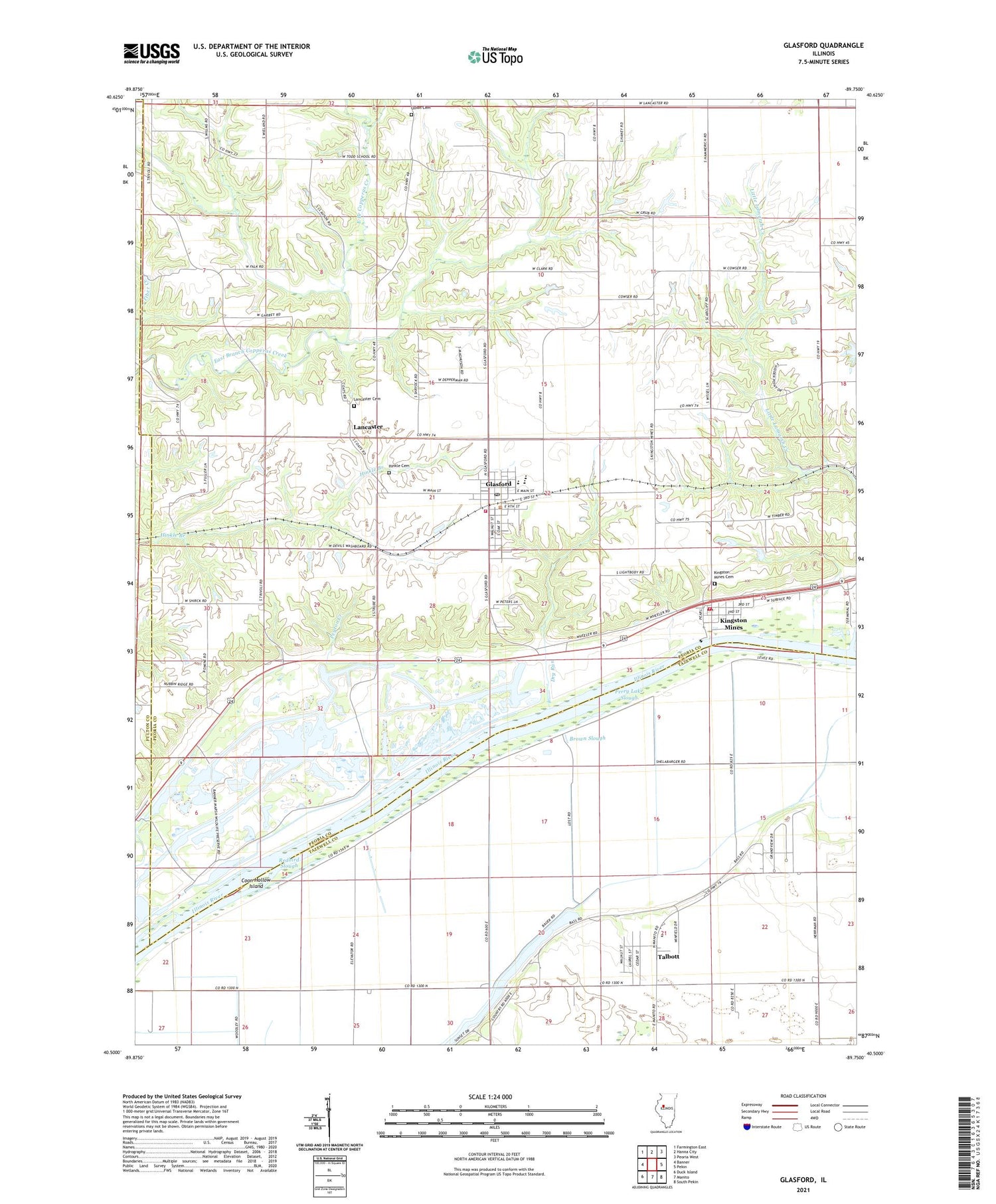 Glasford Illinois US Topo Map Image