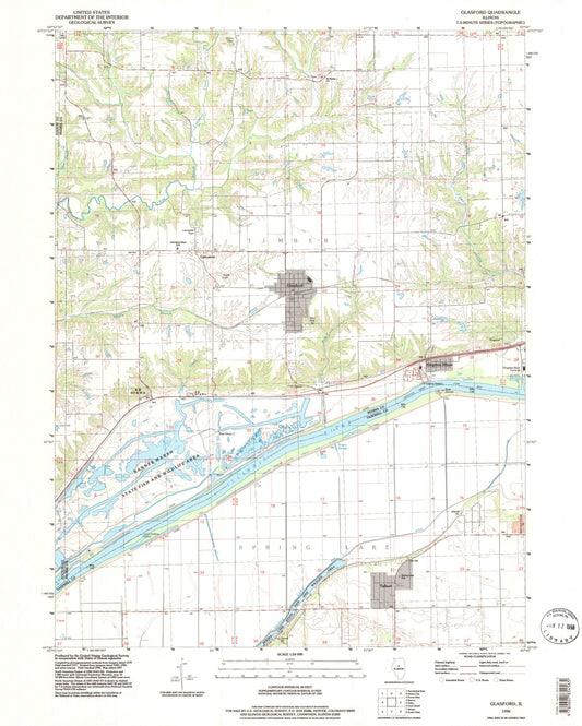 Classic USGS Glasford Illinois 7.5'x7.5' Topo Map Image