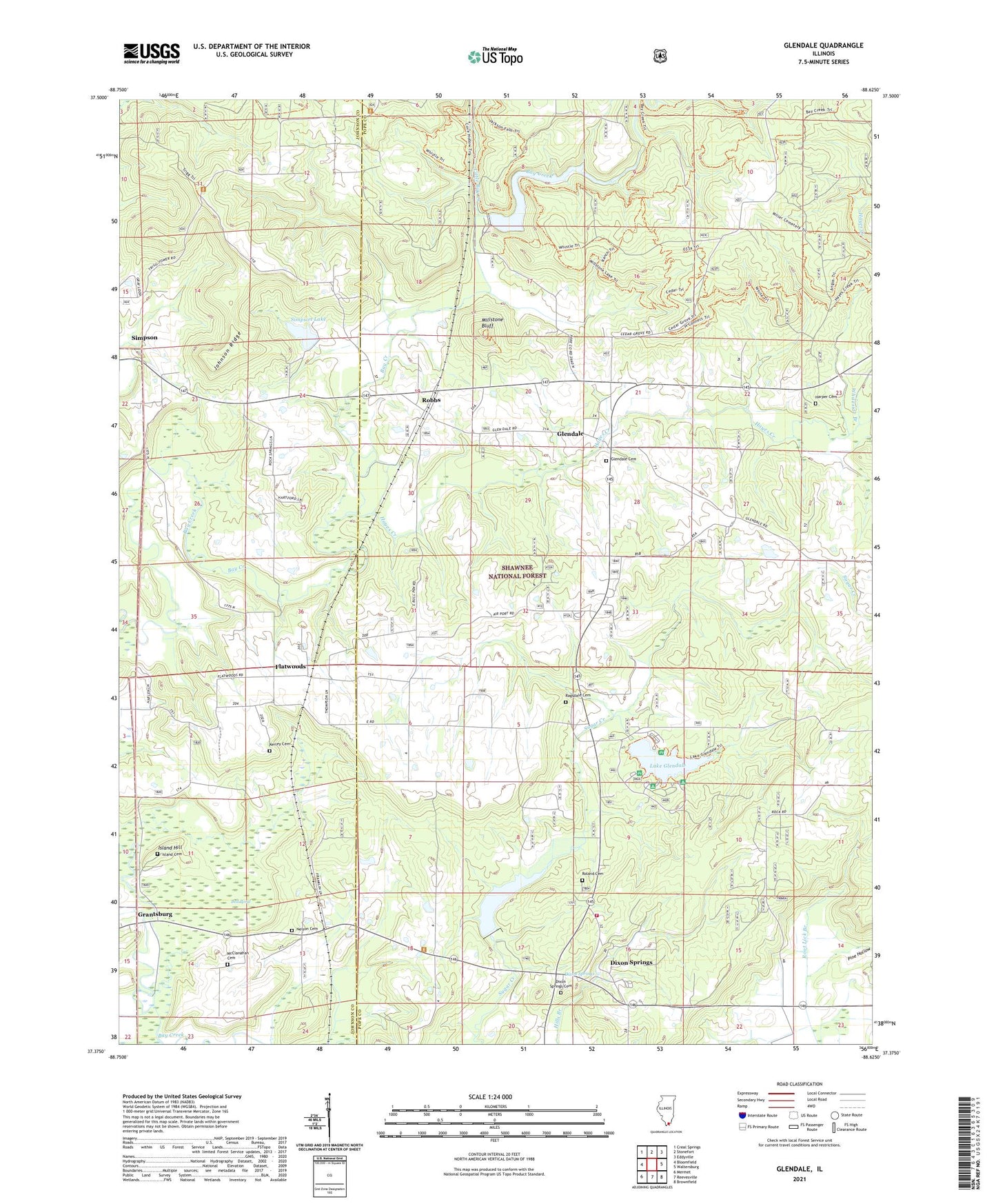 Glendale Illinois US Topo Map Image