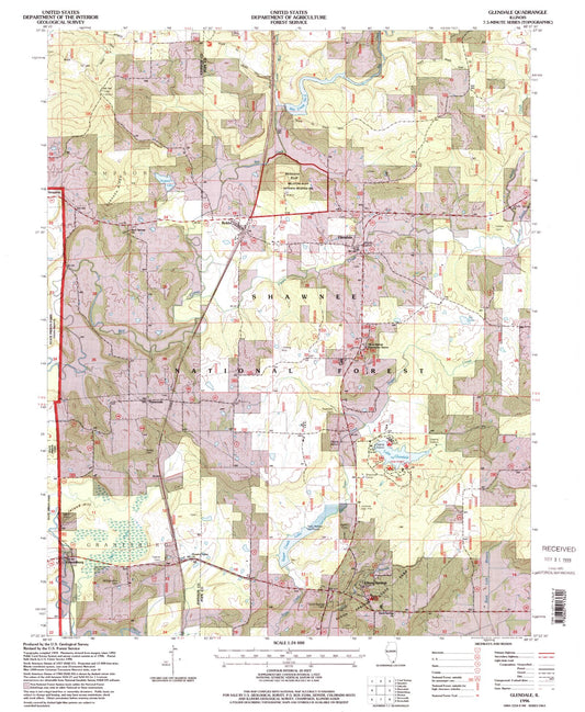 Classic USGS Glendale Illinois 7.5'x7.5' Topo Map Image