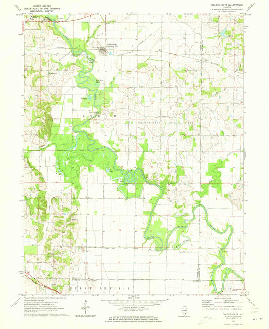 Classic USGS Golden Gate Illinois 7.5'x7.5' Topo Map Image