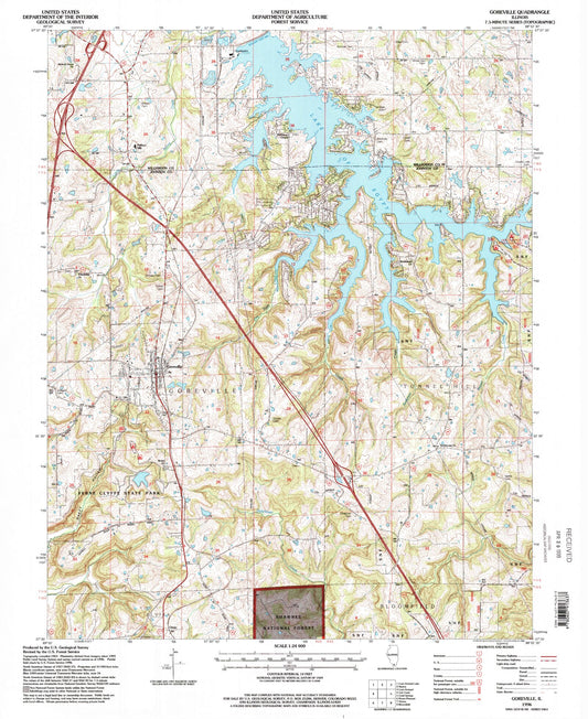 Classic USGS Goreville Illinois 7.5'x7.5' Topo Map Image