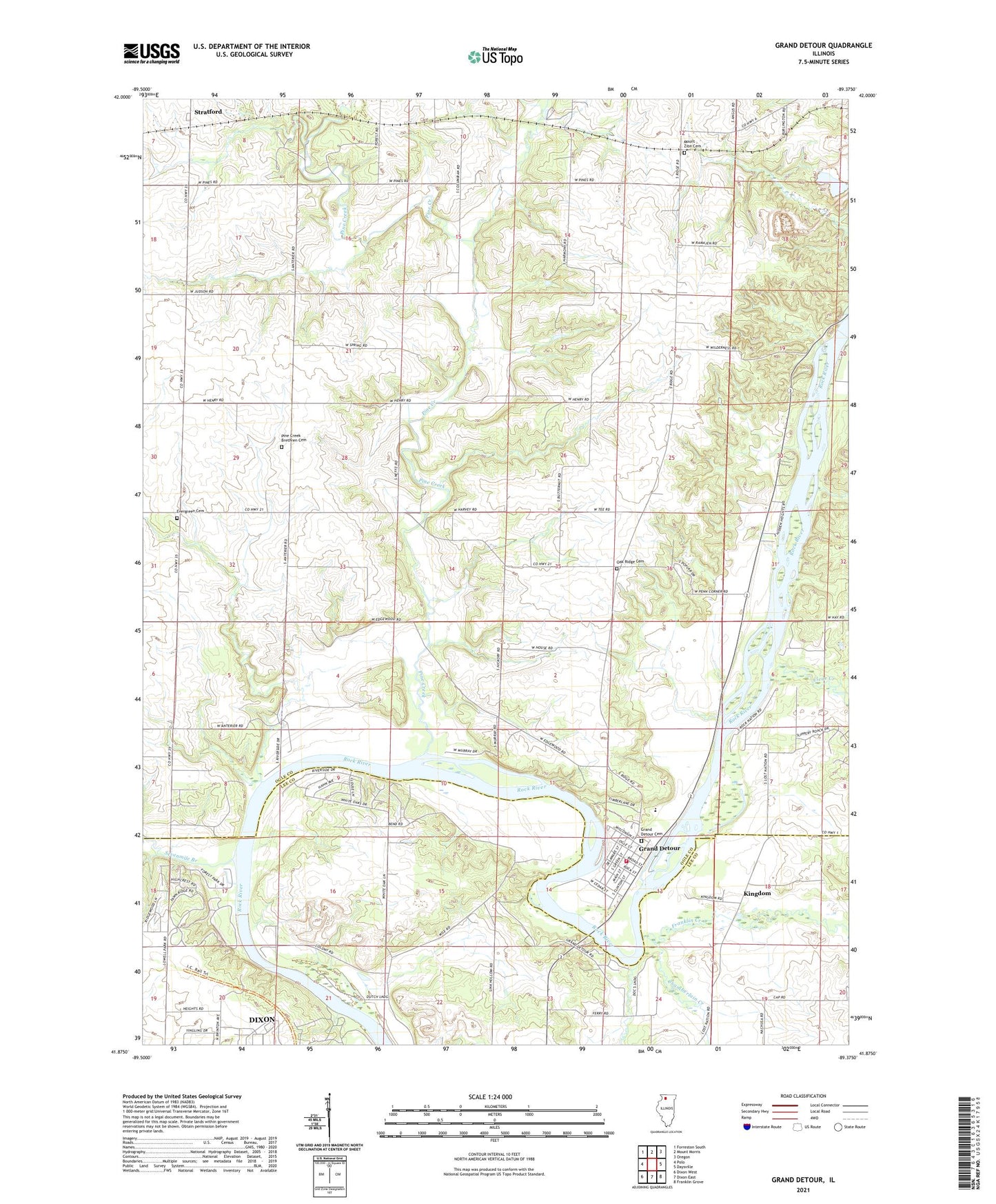 Grand Detour Illinois US Topo Map Image