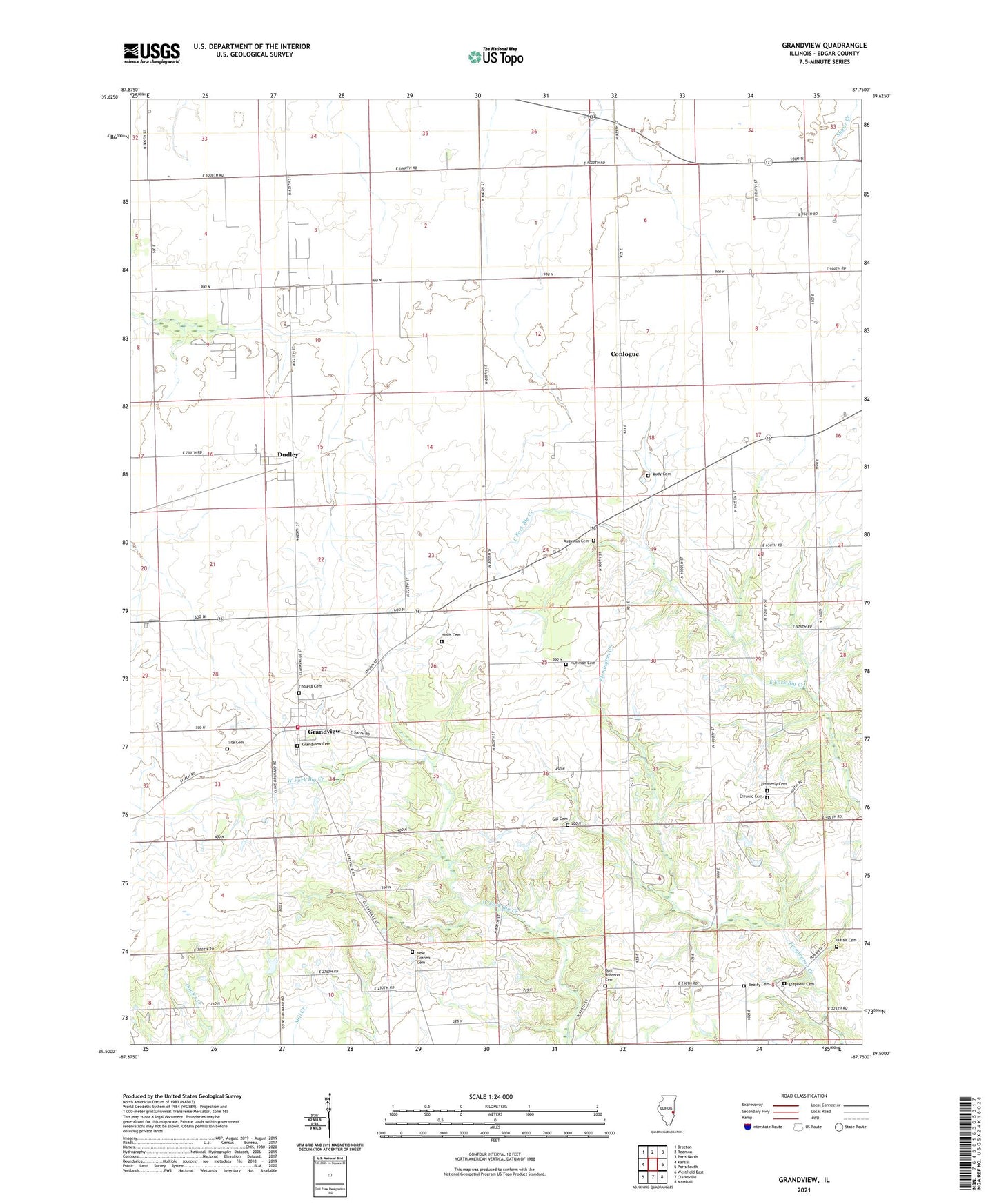 Grandview Illinois US Topo Map Image