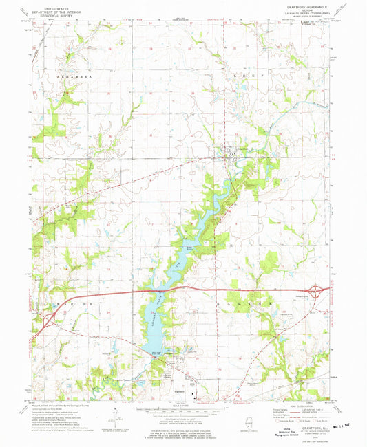 Classic USGS Grantfork Illinois 7.5'x7.5' Topo Map Image