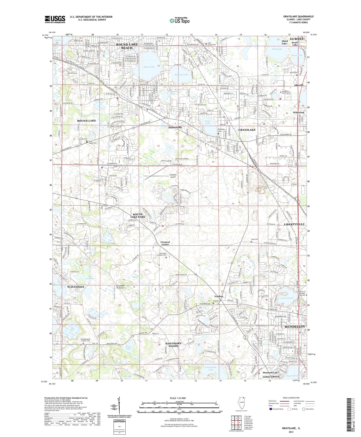 Grayslake Illinois US Topo Map Image