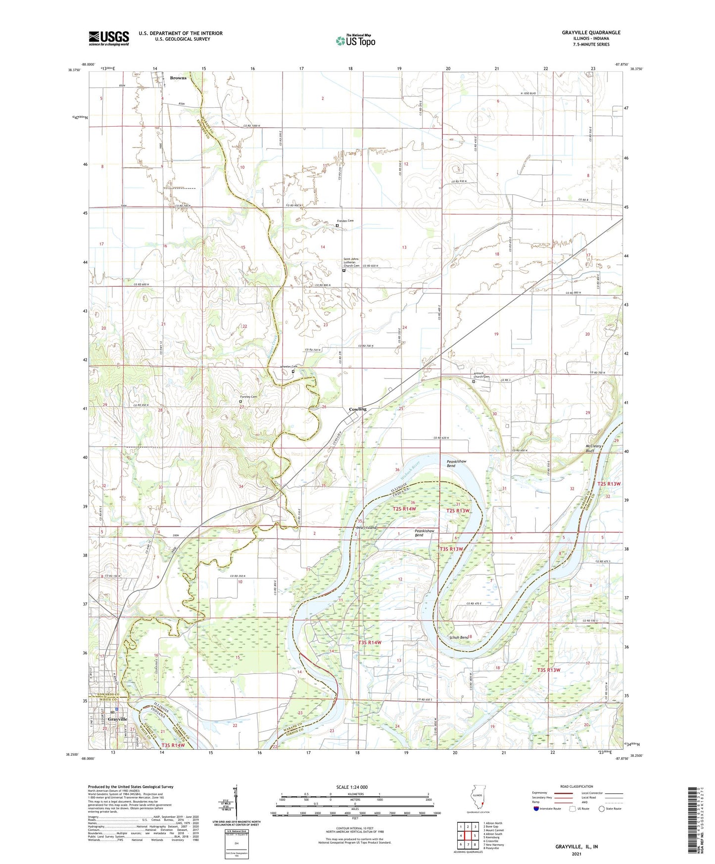 Grayville Illinois US Topo Map Image