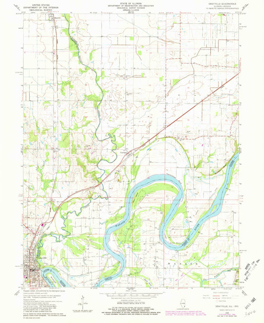 Classic USGS Grayville Illinois 7.5'x7.5' Topo Map Image