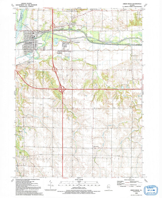 Classic USGS Green Rock Illinois 7.5'x7.5' Topo Map Image