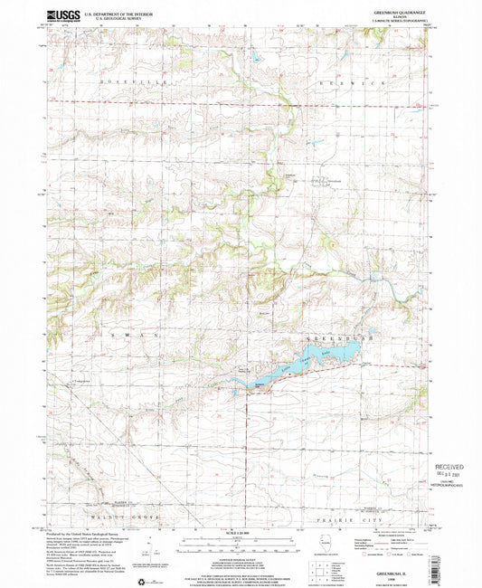 Classic USGS Greenbush Illinois 7.5'x7.5' Topo Map Image