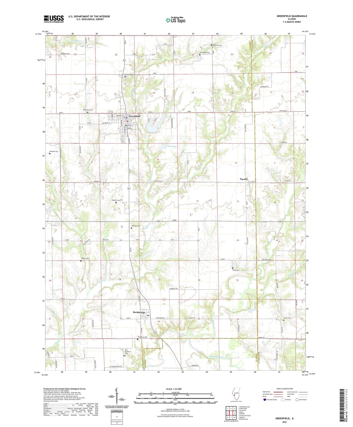 Greenfield Illinois US Topo Map Image