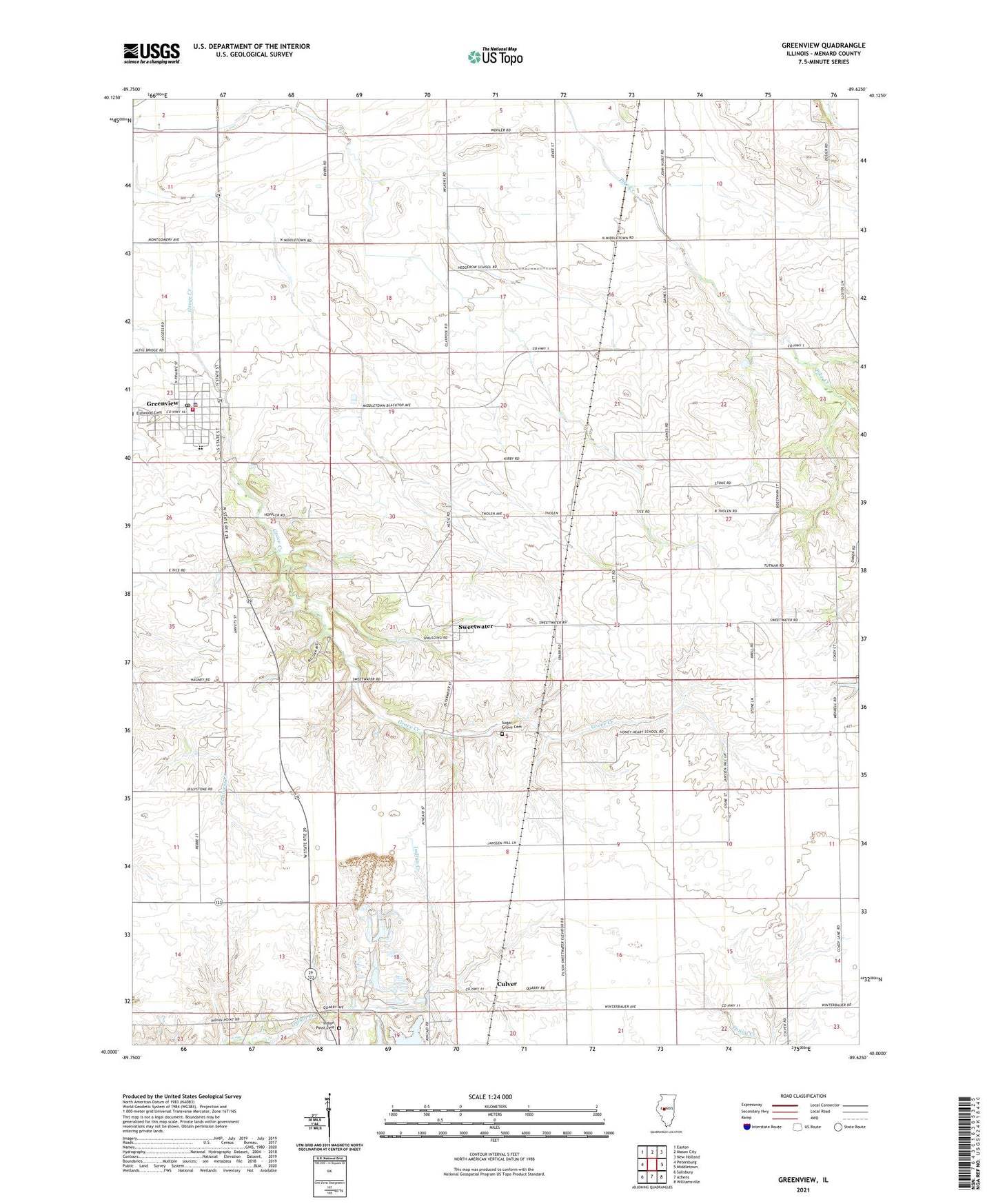 Greenview Illinois US Topo Map Image