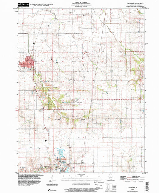 Classic USGS Greenview Illinois 7.5'x7.5' Topo Map Image