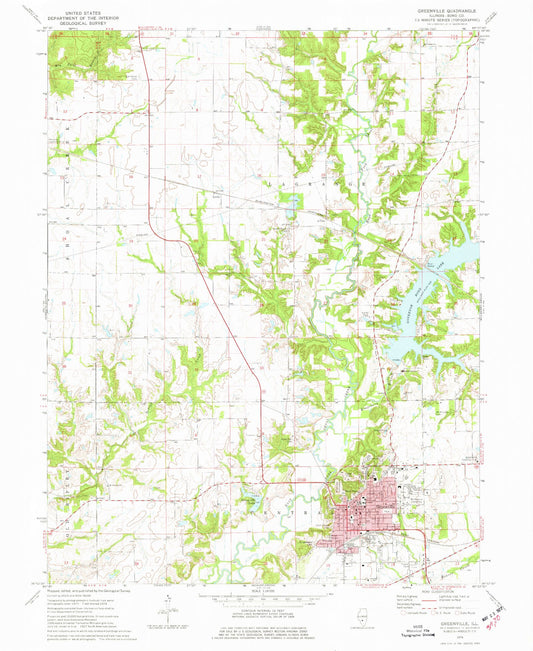 Classic USGS Greenville Illinois 7.5'x7.5' Topo Map Image