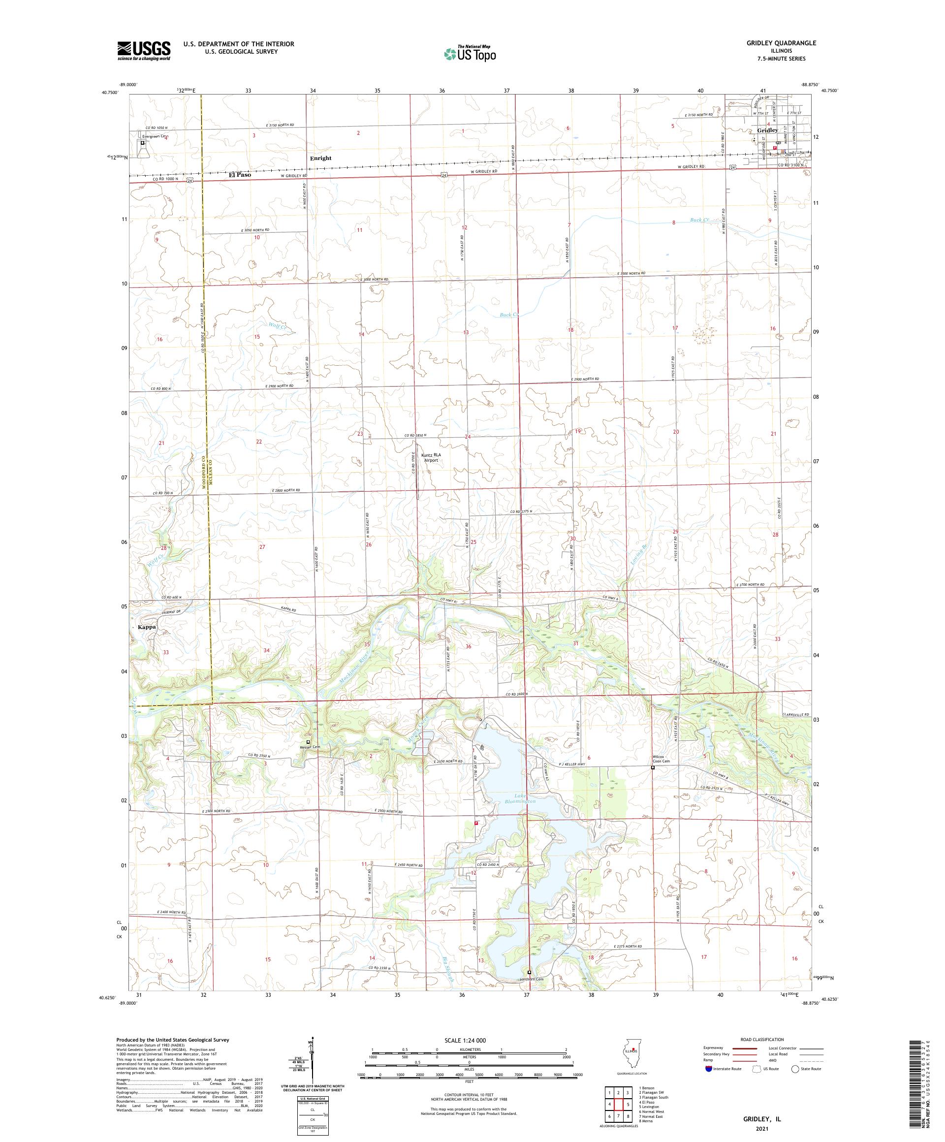 Gridley Illinois US Topo Map – MyTopo Map Store