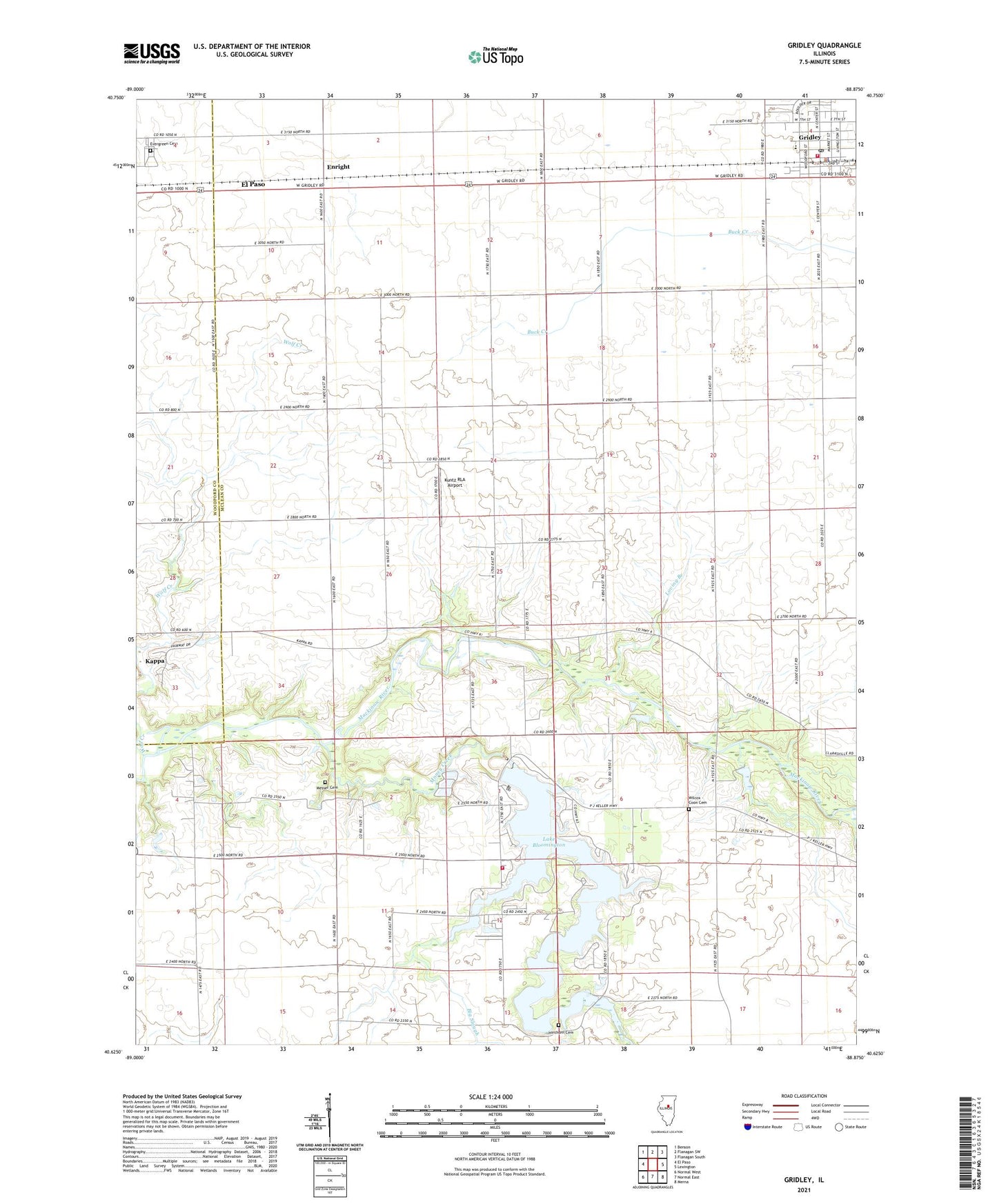 Gridley Illinois US Topo Map Image