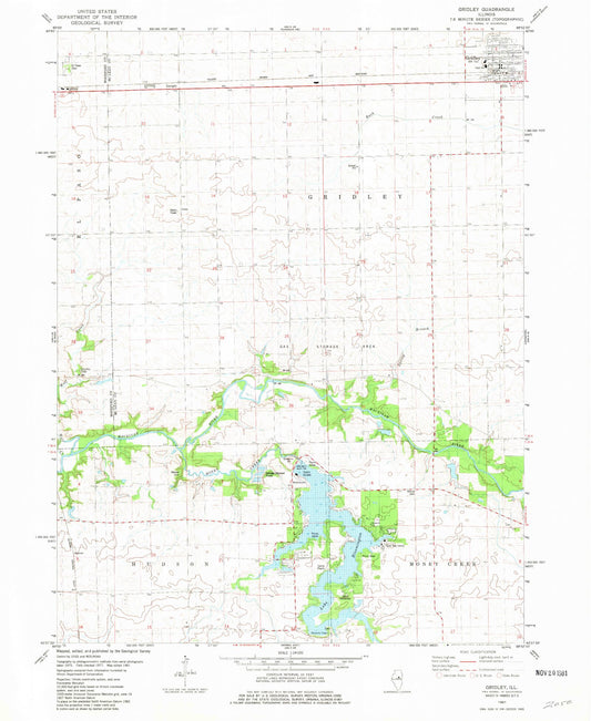 Classic USGS Gridley Illinois 7.5'x7.5' Topo Map Image