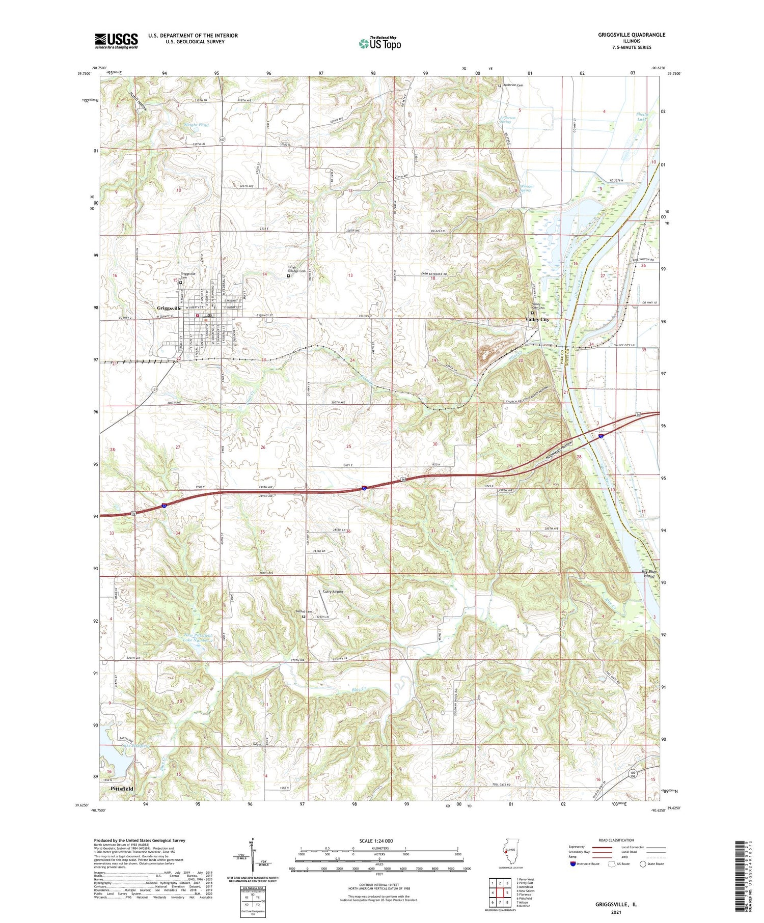 Griggsville Illinois US Topo Map Image