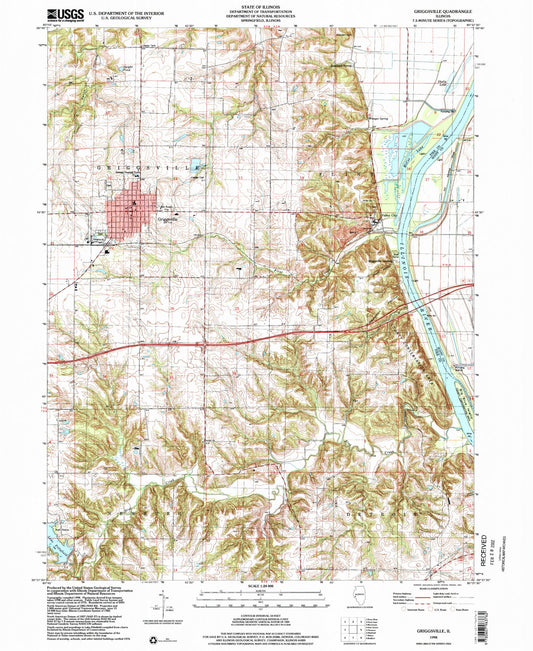 Classic USGS Griggsville Illinois 7.5'x7.5' Topo Map Image