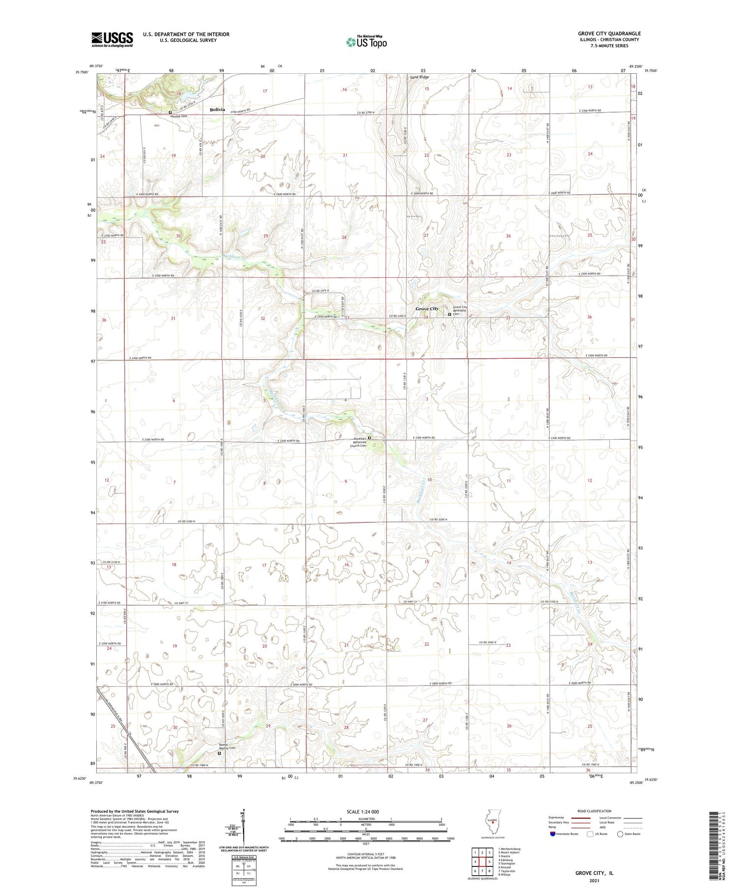 Grove City Illinois US Topo Map Image