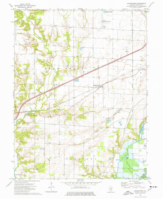 Classic USGS Hagarstown Illinois 7.5'x7.5' Topo Map Image
