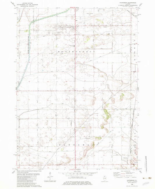 Classic USGS Hahnaman Illinois 7.5'x7.5' Topo Map Image