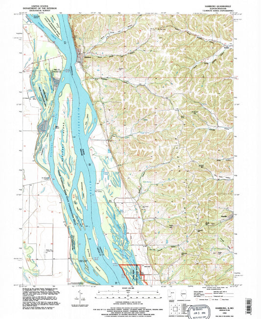 Classic USGS Hamburg Illinois 7.5'x7.5' Topo Map Image