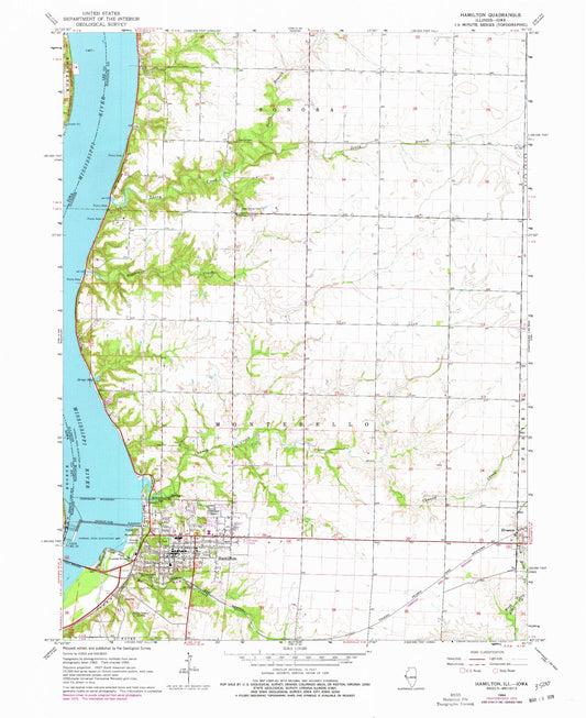 Classic USGS Hamilton Illinois 7.5'x7.5' Topo Map Image