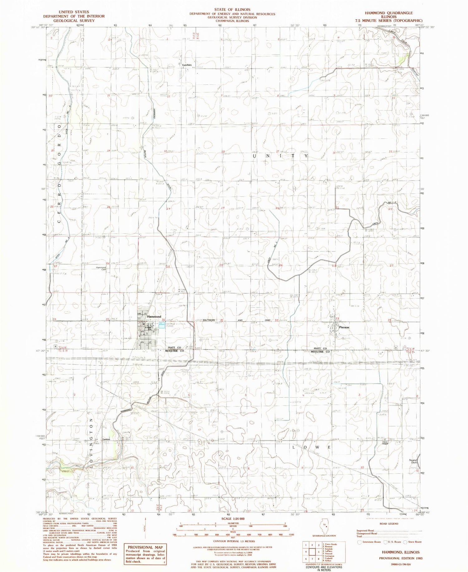 Classic USGS Hammond Illinois 7.5'x7.5' Topo Map Image