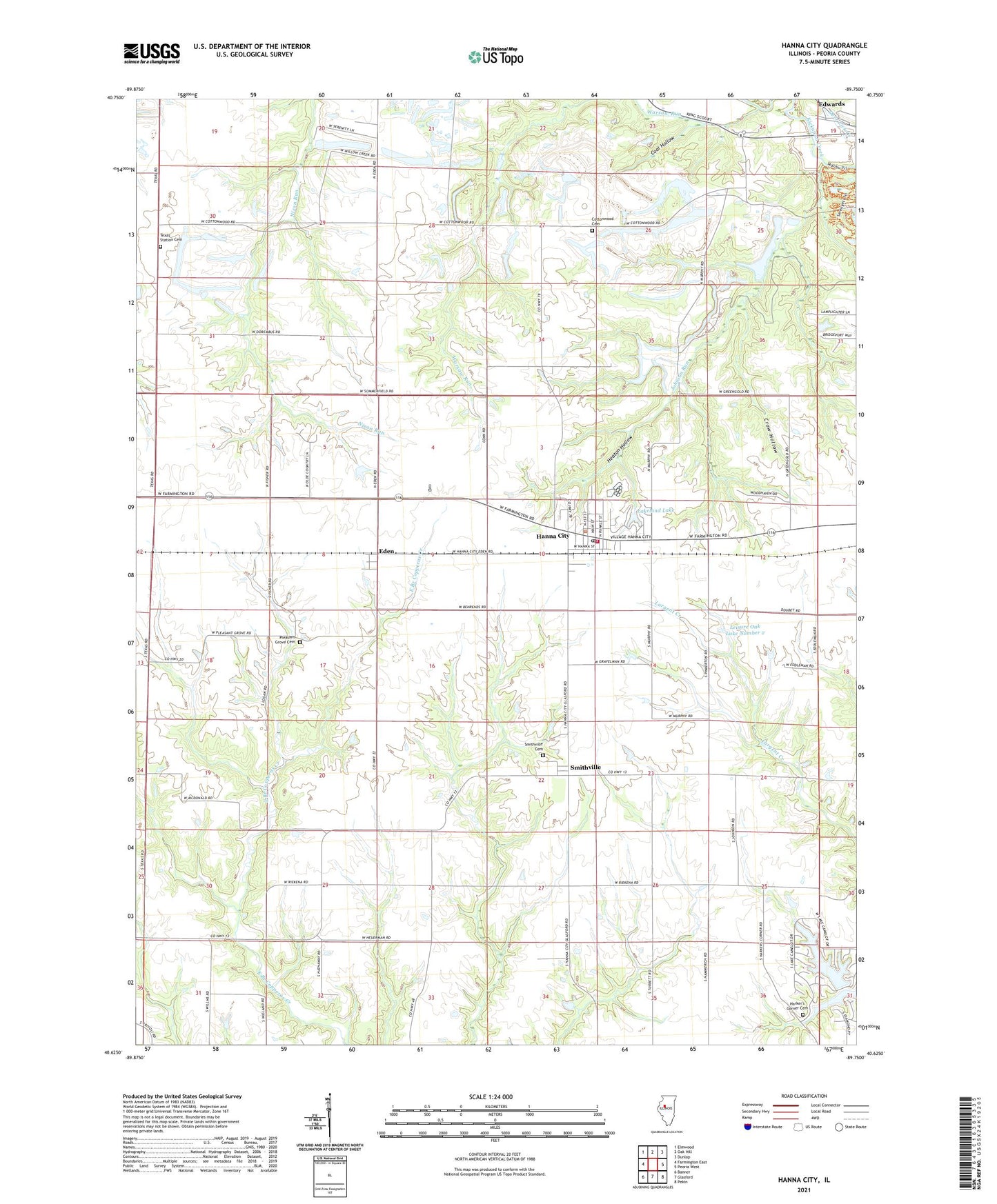 Hanna City Illinois US Topo Map Image