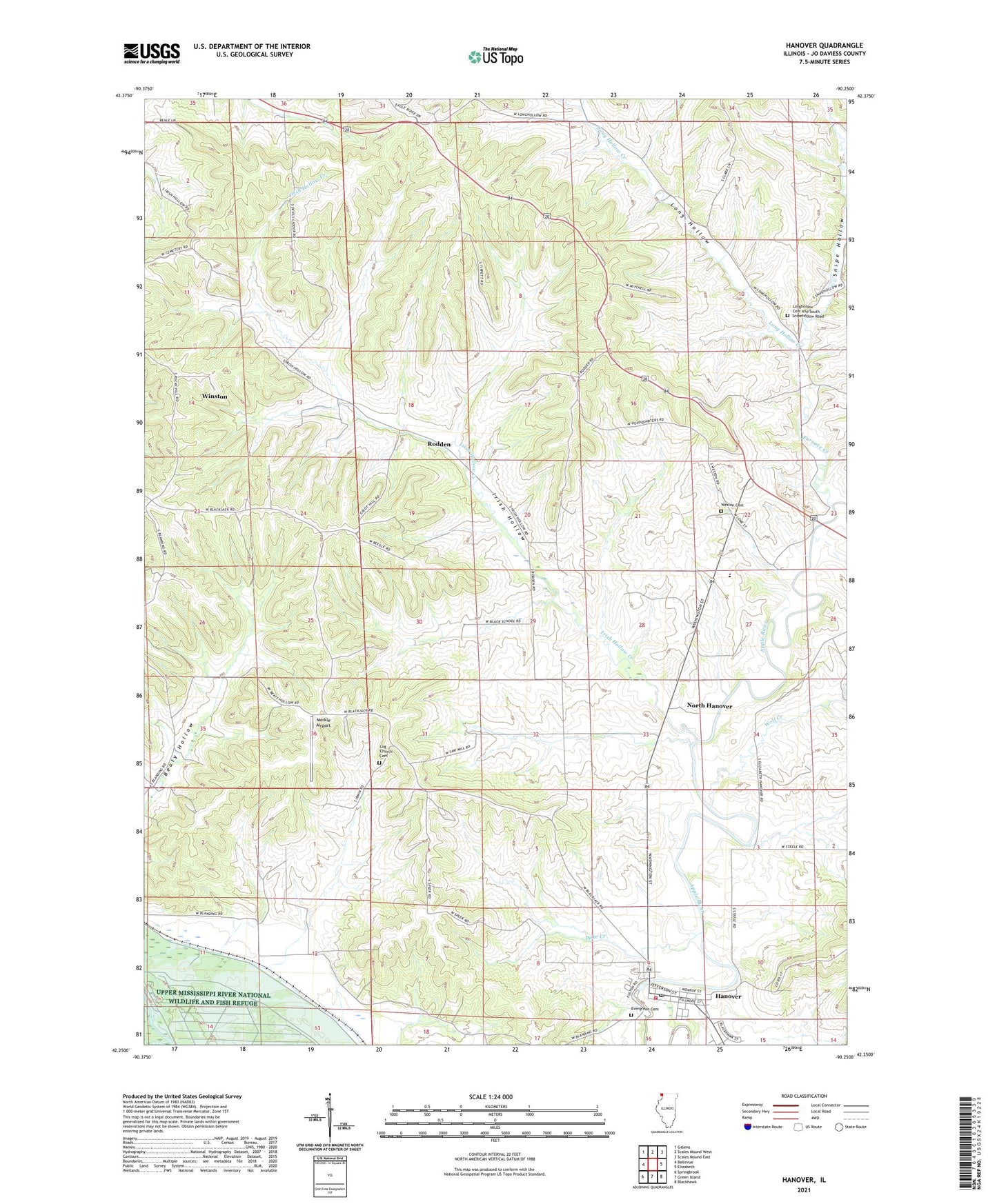 Hanover Illinois US Topo Map Image