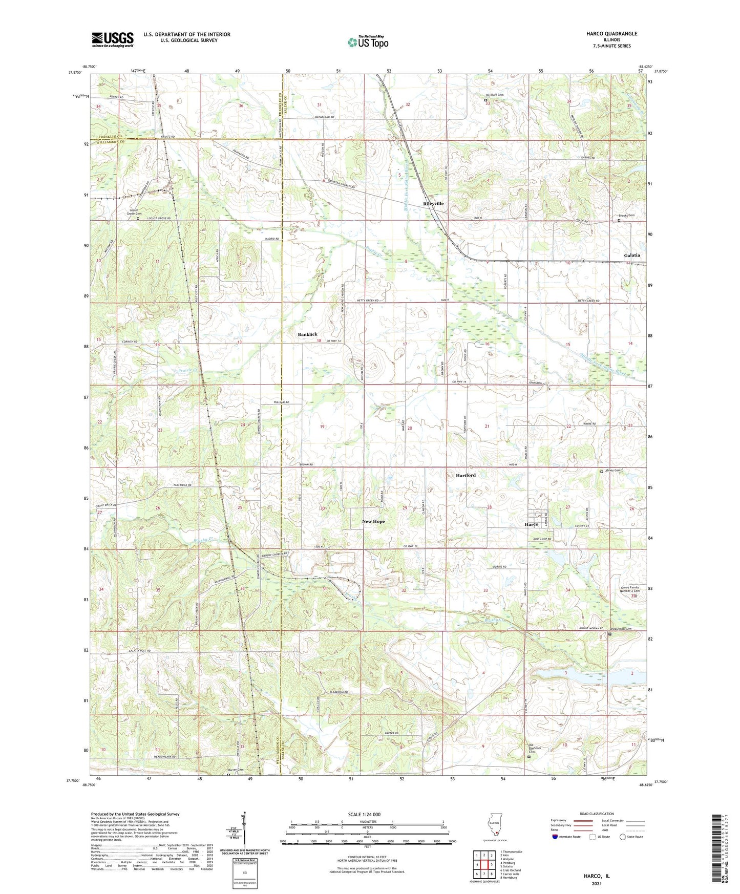 Harco Illinois US Topo Map Image