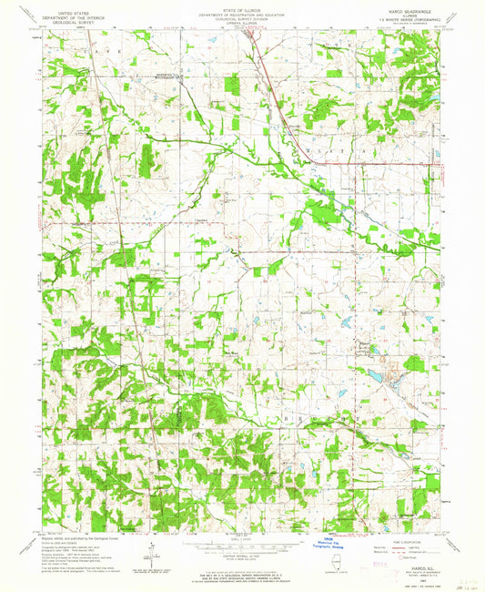Classic USGS Harco Illinois 7.5'x7.5' Topo Map Image