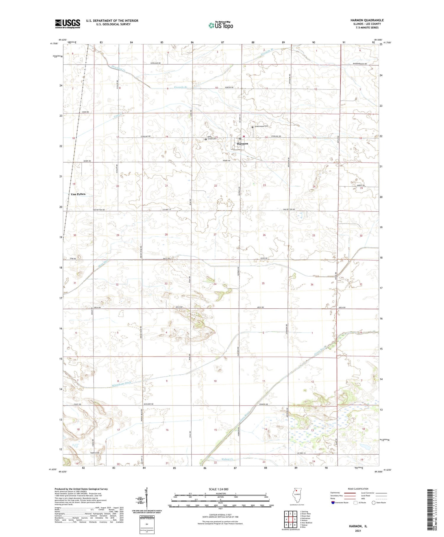 Harmon Illinois US Topo Map Image