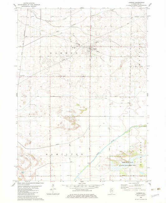 Classic USGS Harmon Illinois 7.5'x7.5' Topo Map Image