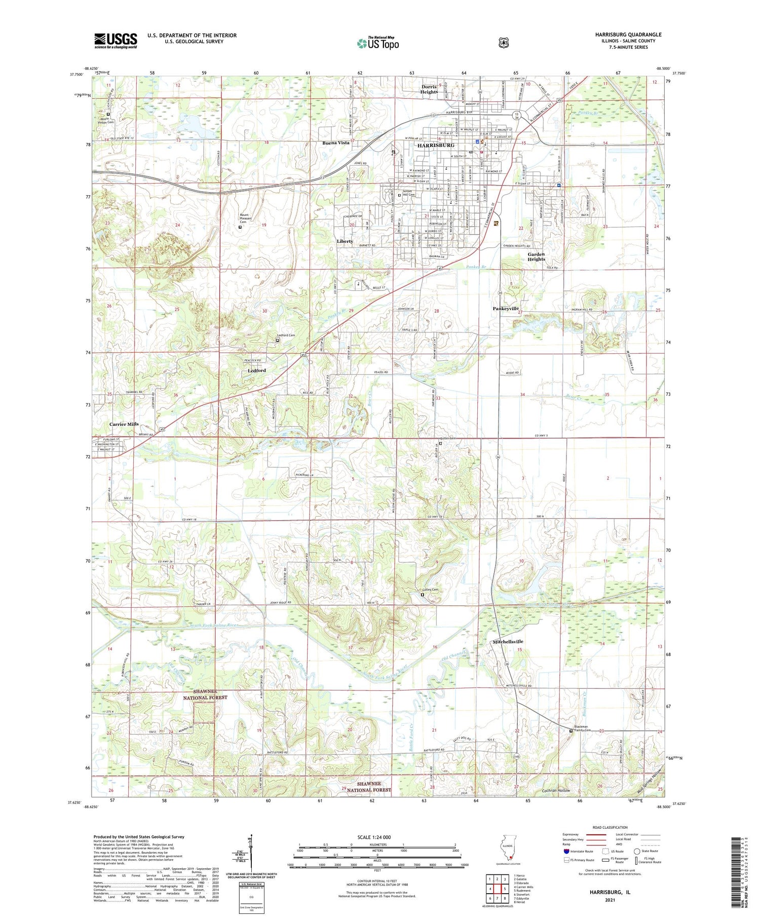 Harrisburg Illinois US Topo Map Image