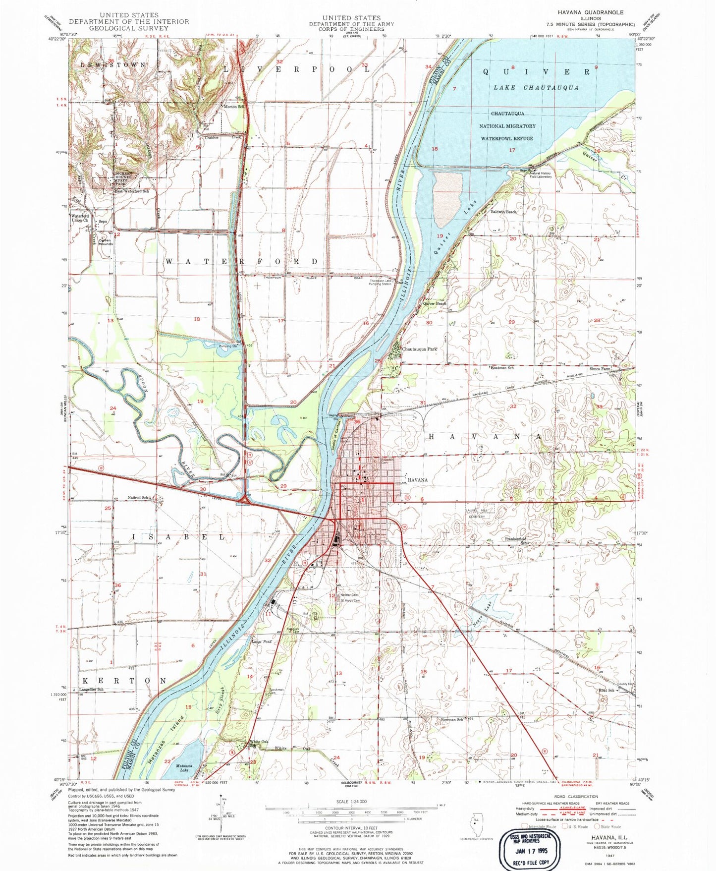 Classic USGS Havana Illinois 7.5'x7.5' Topo Map Image