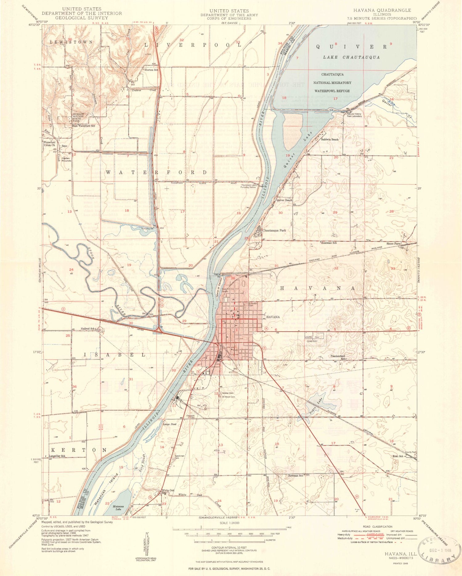 Classic USGS Havana Illinois 7.5'x7.5' Topo Map Image