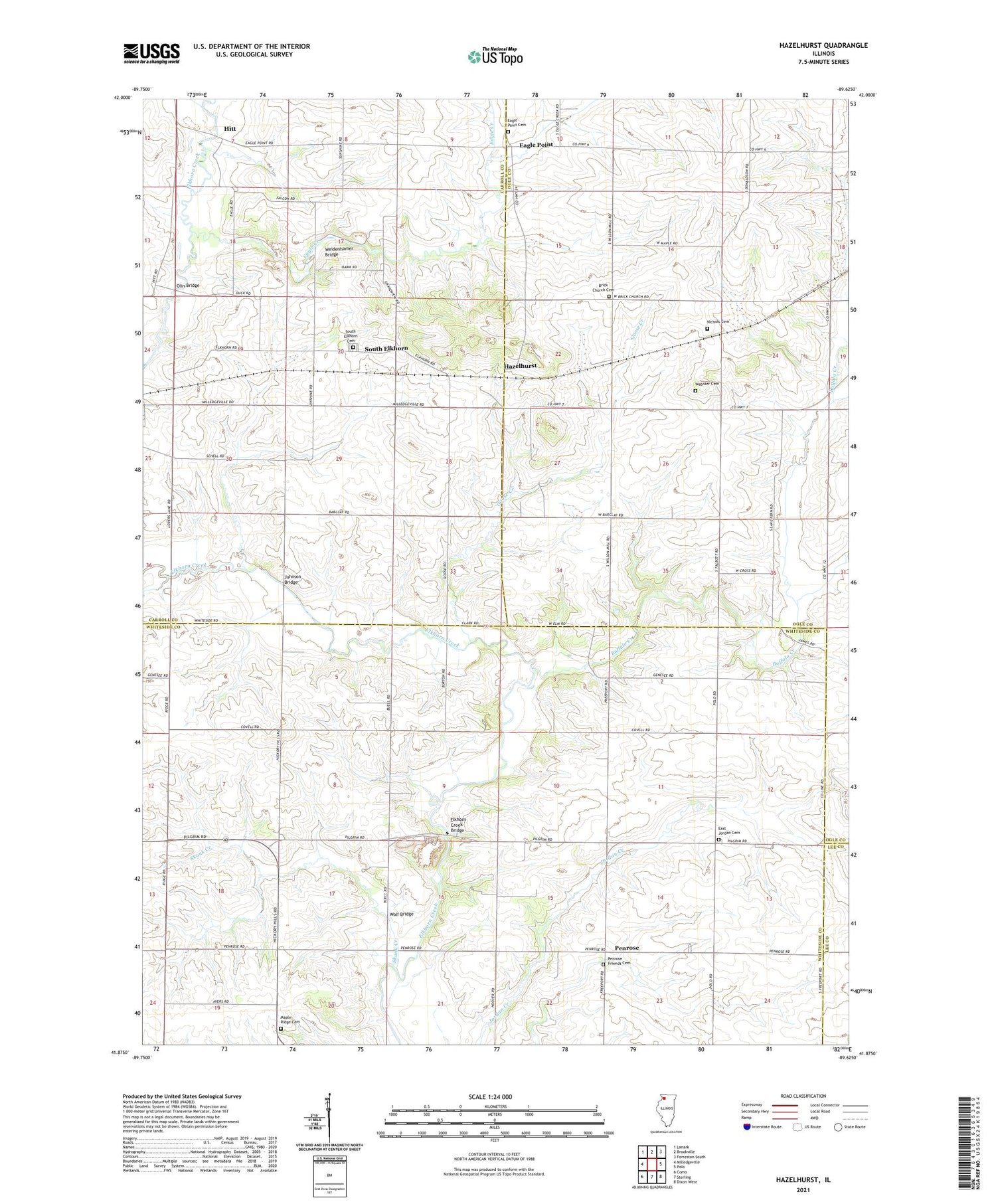 Hazelhurst Illinois US Topo Map Image