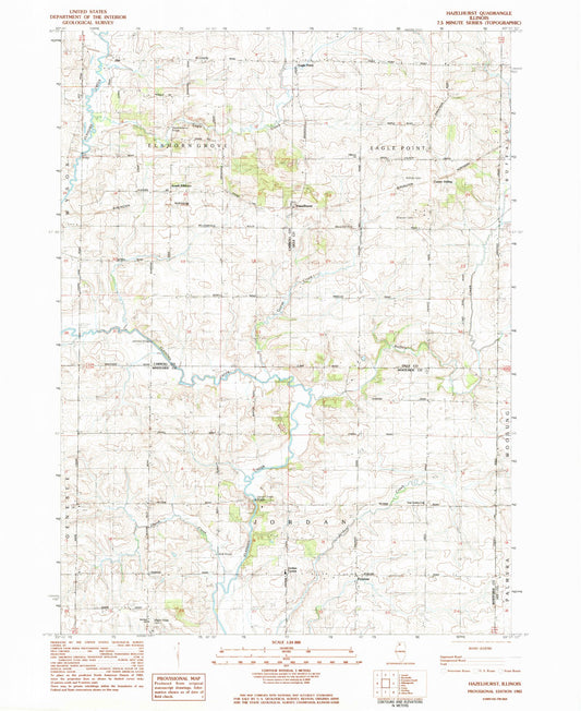 Classic USGS Hazelhurst Illinois 7.5'x7.5' Topo Map Image