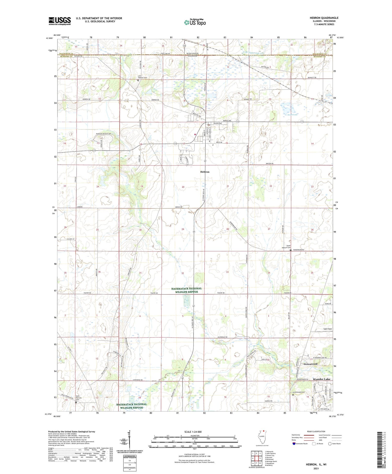 Hebron Illinois US Topo Map Image