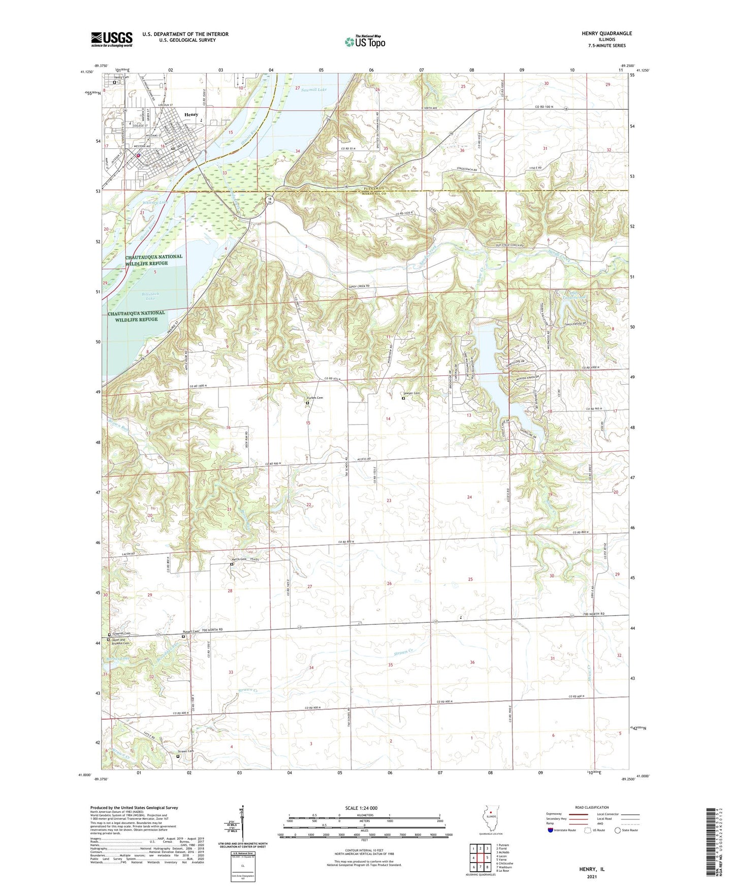 Henry Illinois US Topo Map Image
