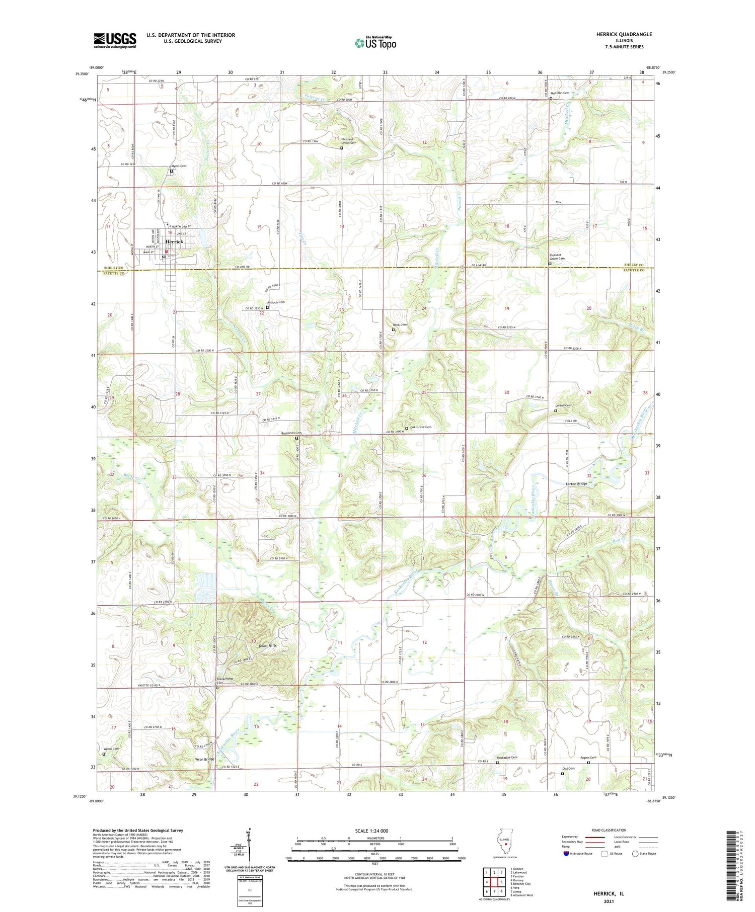 Herrick Illinois US Topo Map Image