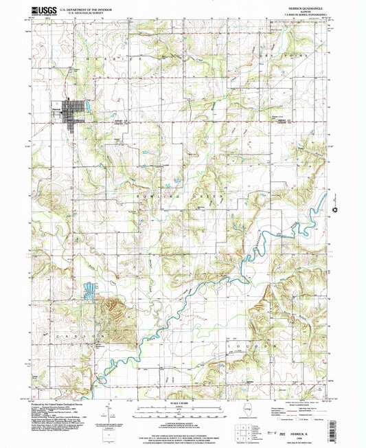 Classic USGS Herrick Illinois 7.5'x7.5' Topo Map Image