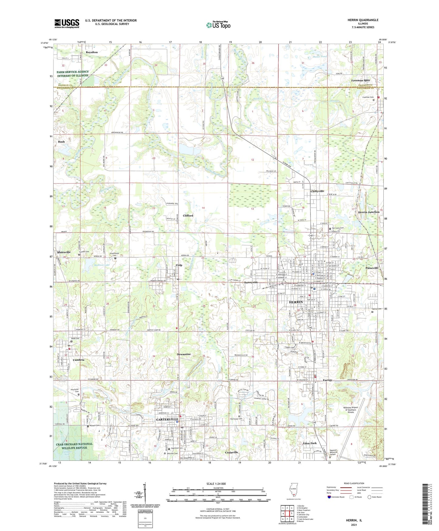 Herrin Illinois US Topo Map Image
