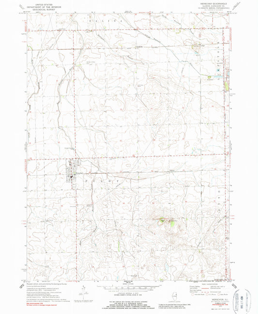 Classic USGS Herscher Illinois 7.5'x7.5' Topo Map Image