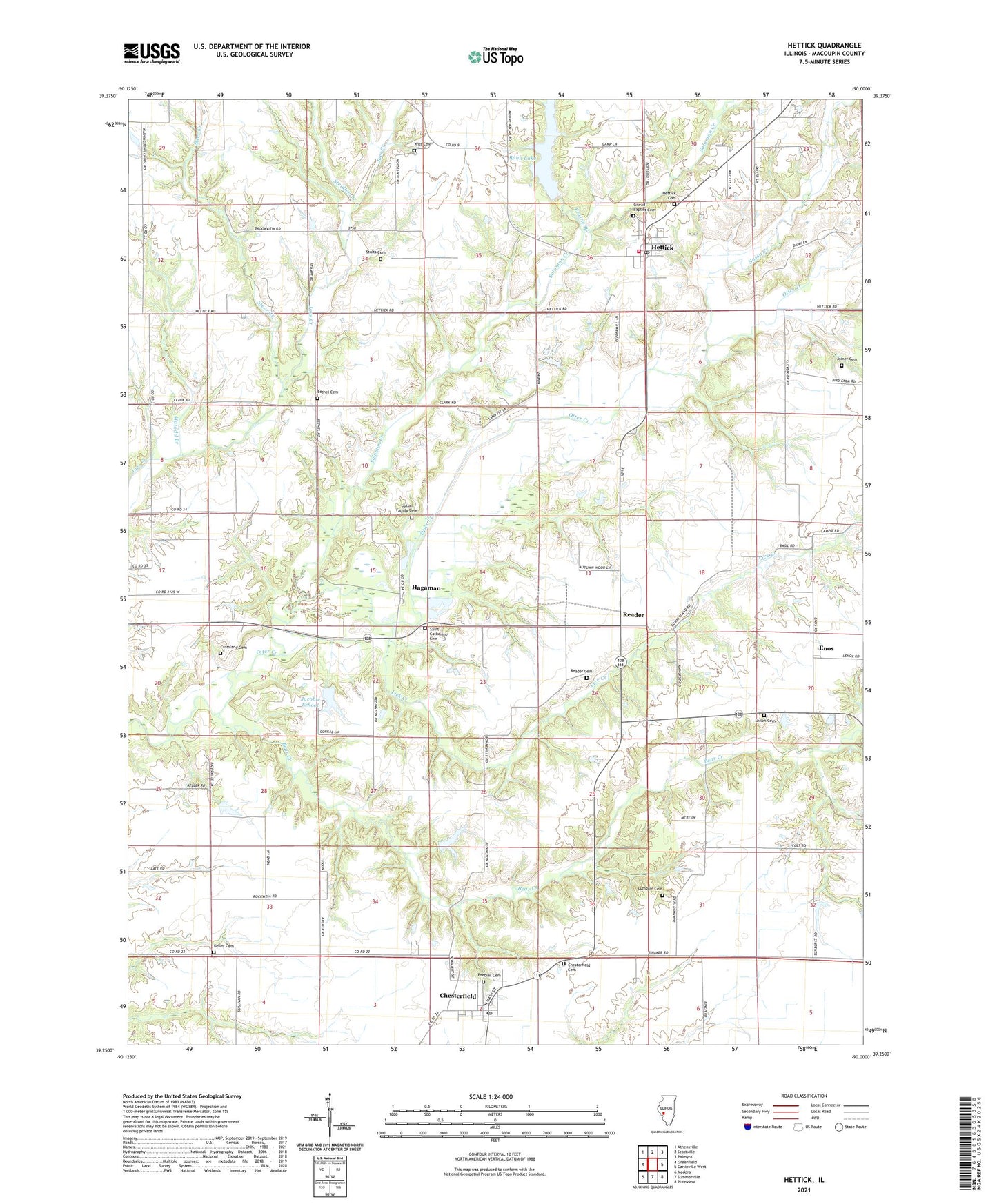 Hettick Illinois US Topo Map Image